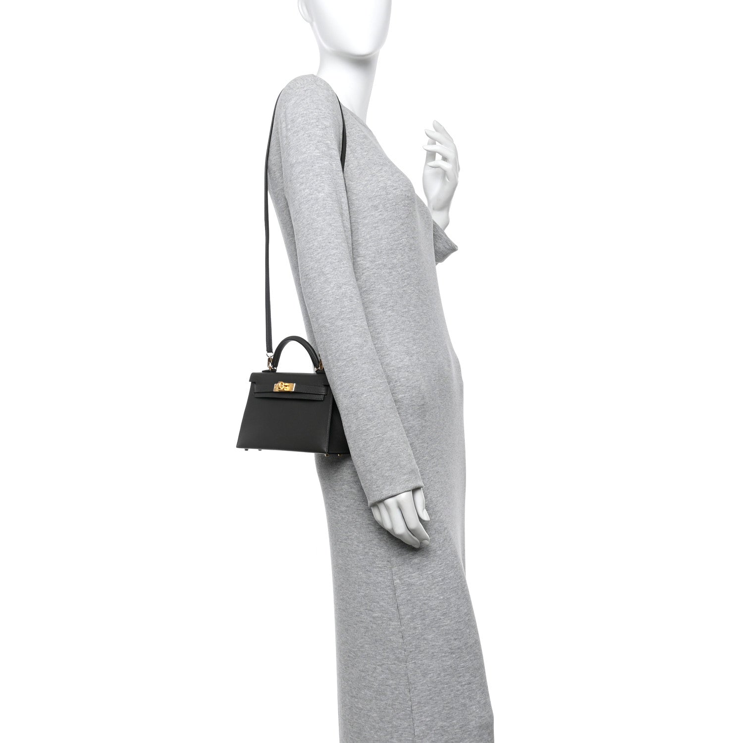 Hermes Madame Calfskin Mini Kelly Sellier 20 Graphite 2 of 11