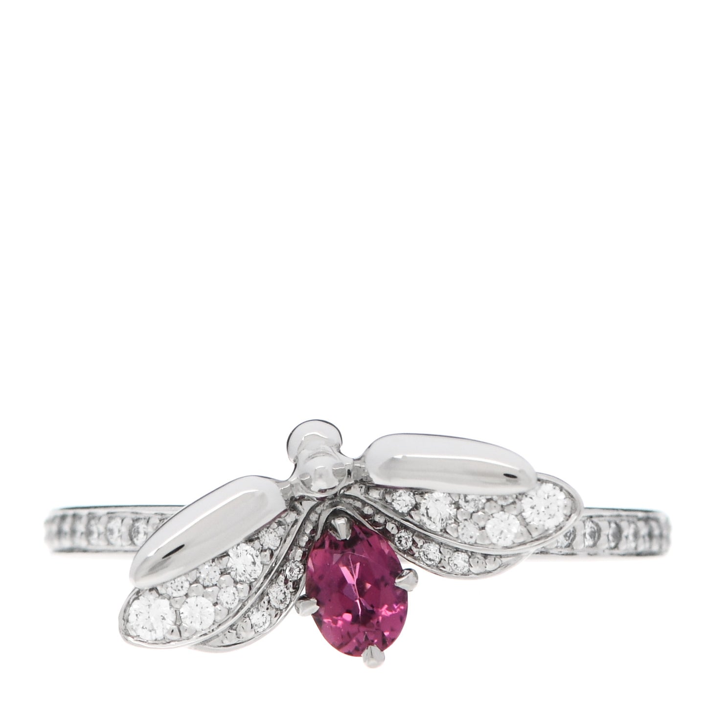 Platinum Diamond Rubellite Paper Flowers Firefly Ring 52 6