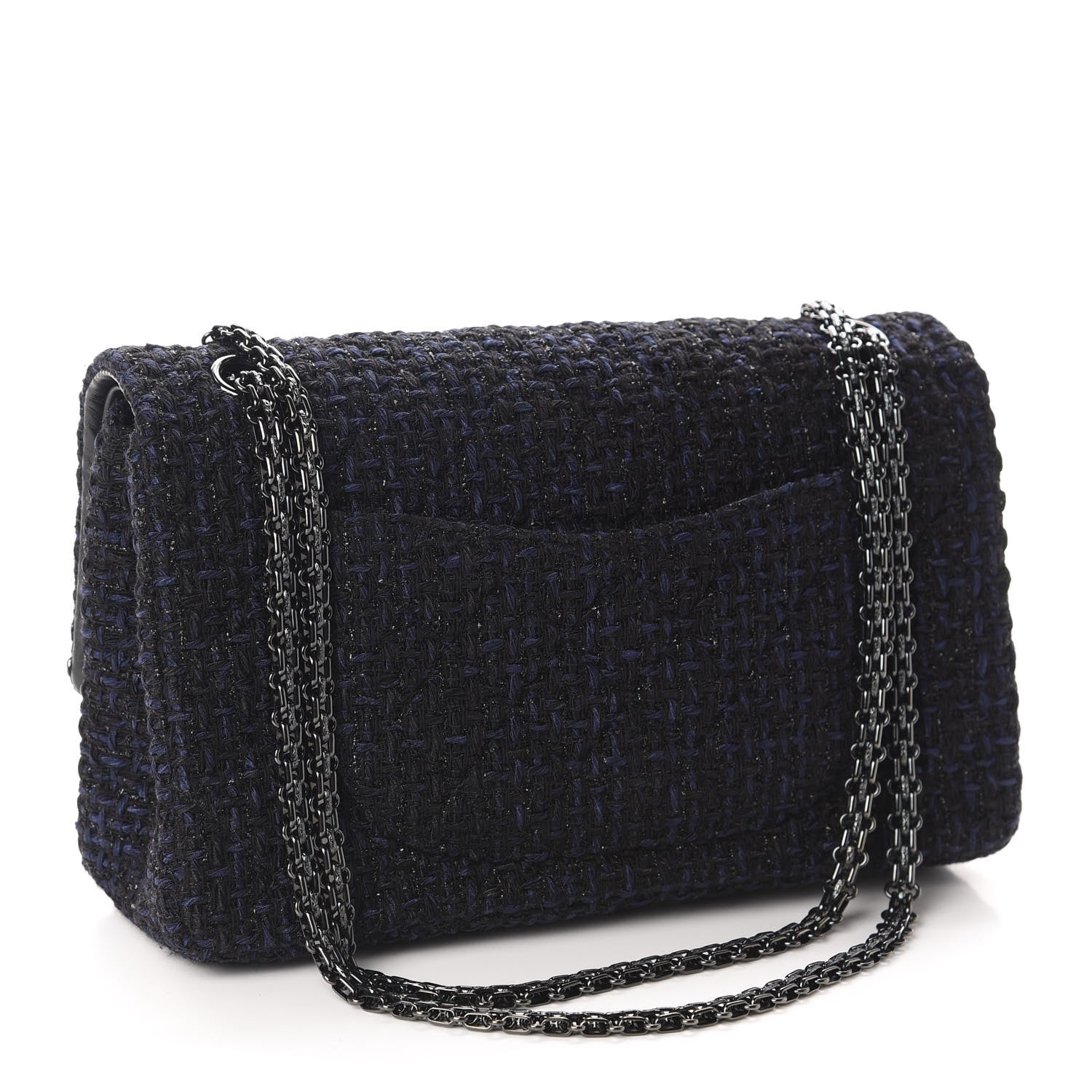 Chanel Metallic Tweed Quilted 2.55 Reissue 226 Flap Navy Blue 3 of 11