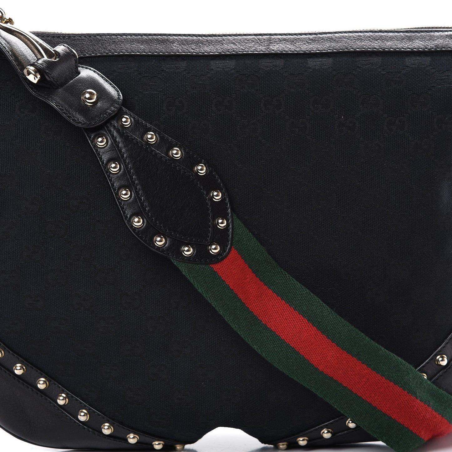 Monogram Web Studded Pelham Shoulder Bag Black