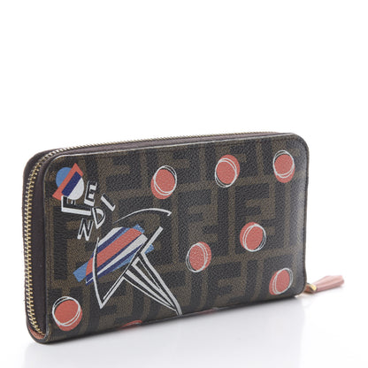 Fendi Zucca Spalmati Saint Bamboline Zip Around Wallet Tobacco 2 of 5