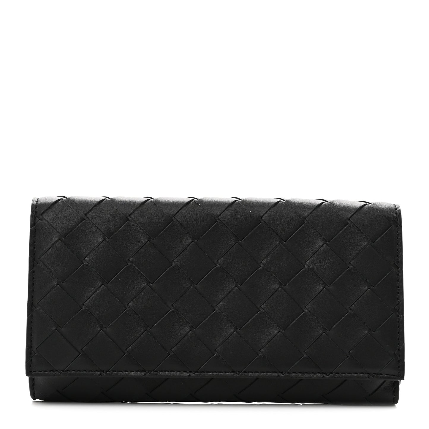 Nappa Intrecciato Continental Flap Wallet Black