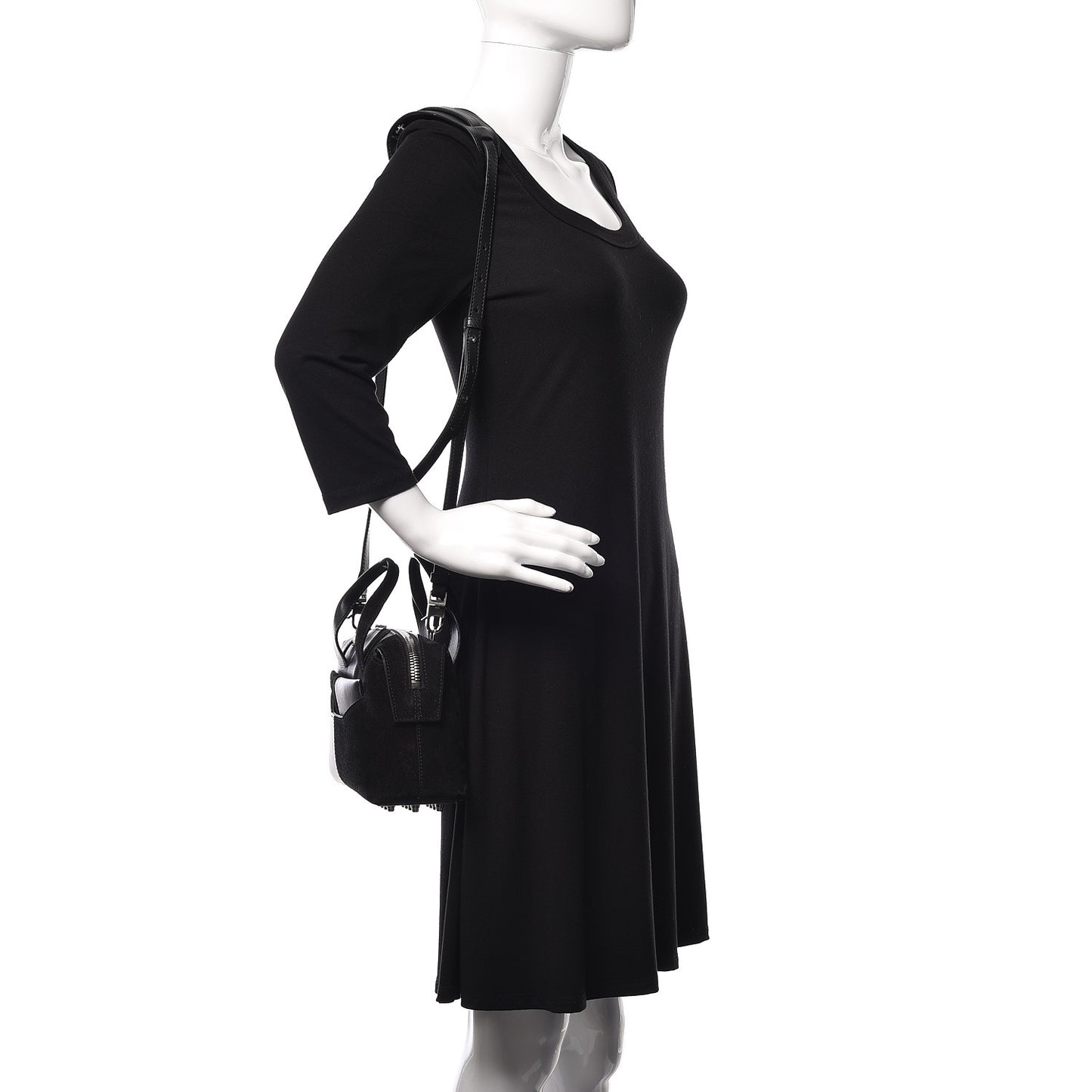 Suede Calfskin Small Rogue Satchel Black Silver Hardware