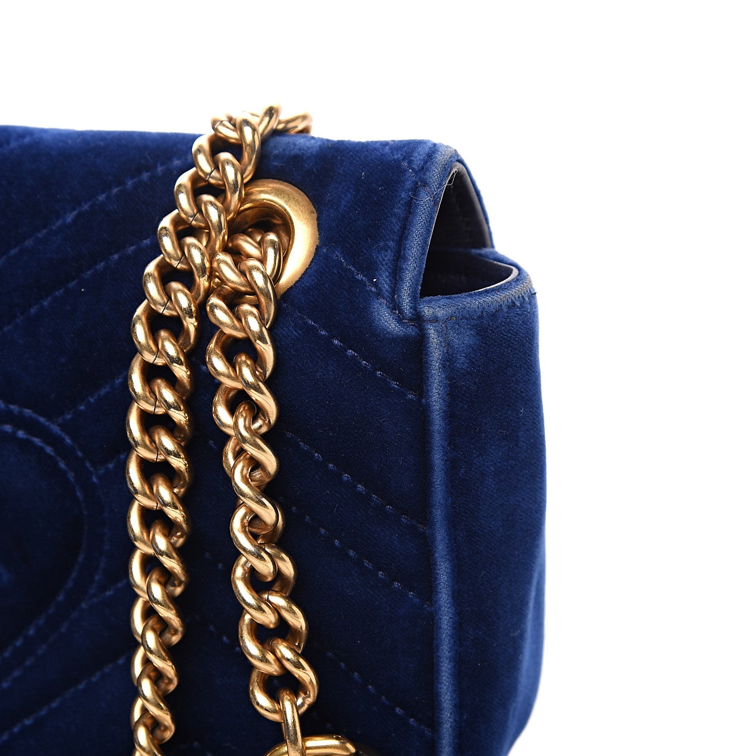 Gucci Velvet Matelasse Mini GG Marmont Shoulder Bag Cobalt Blue 14 of 16