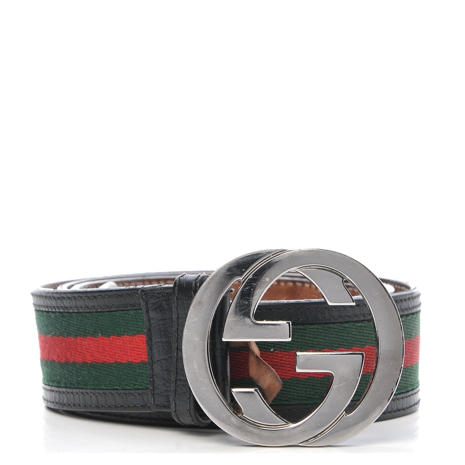 Gucci Calfskin Web Interlocking G Belt 105 42 Black 1 of 6