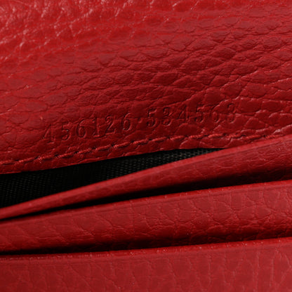 Gucci Pebbled Calfskin GG Marmont Card Case Hibiscus Red 7 of 8