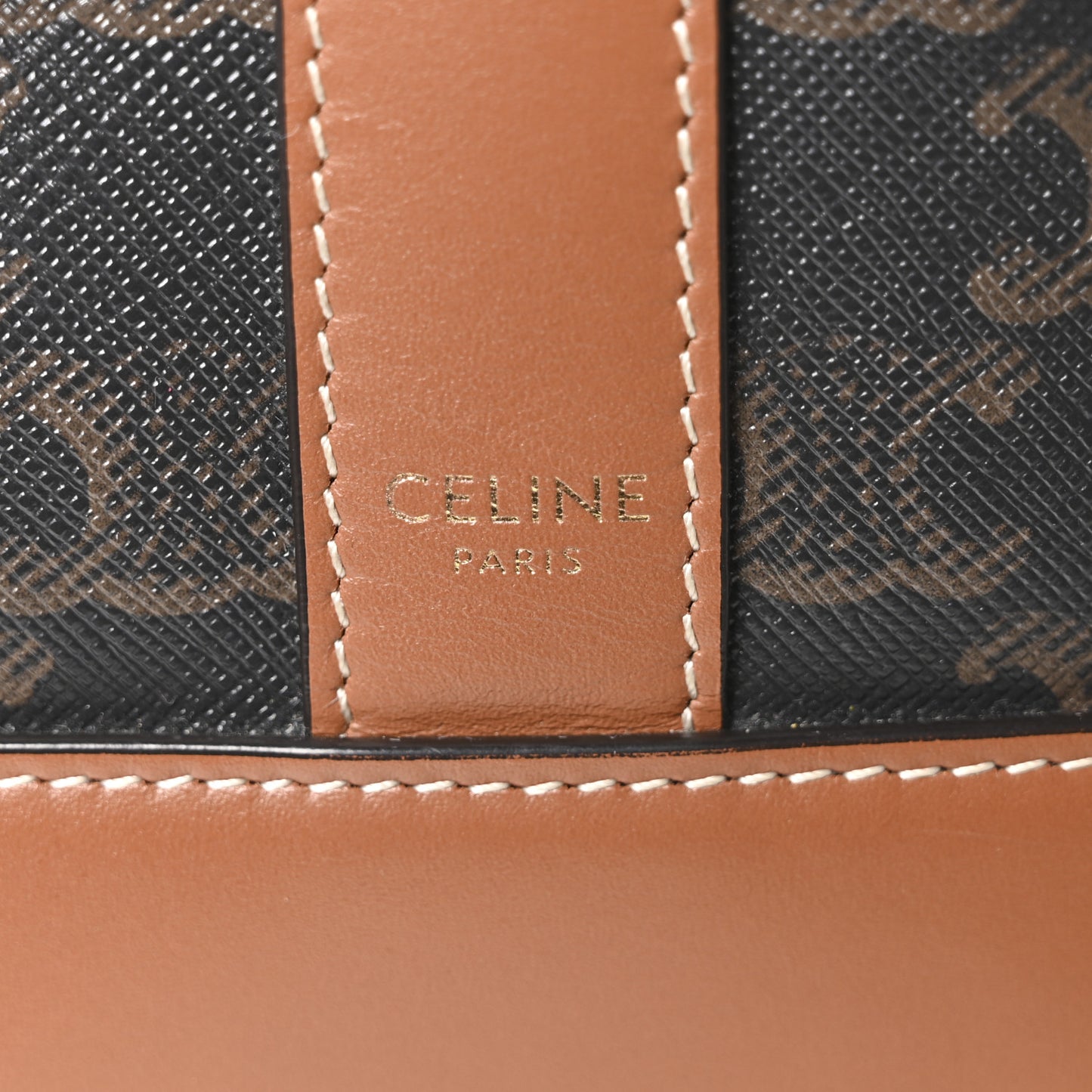Triomphe Canvas Calfskin Small Bucket Bag Tan