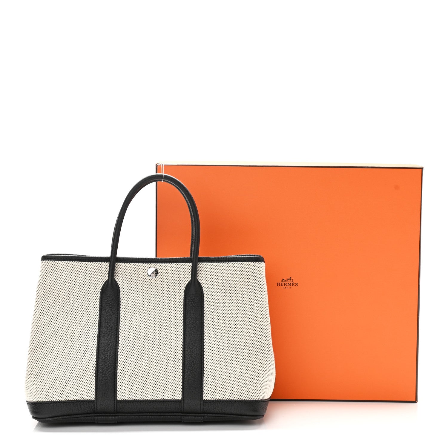 Hermes Twill H Negonda Garden Party 30 TPM Tote Ecru Black 10 of 10