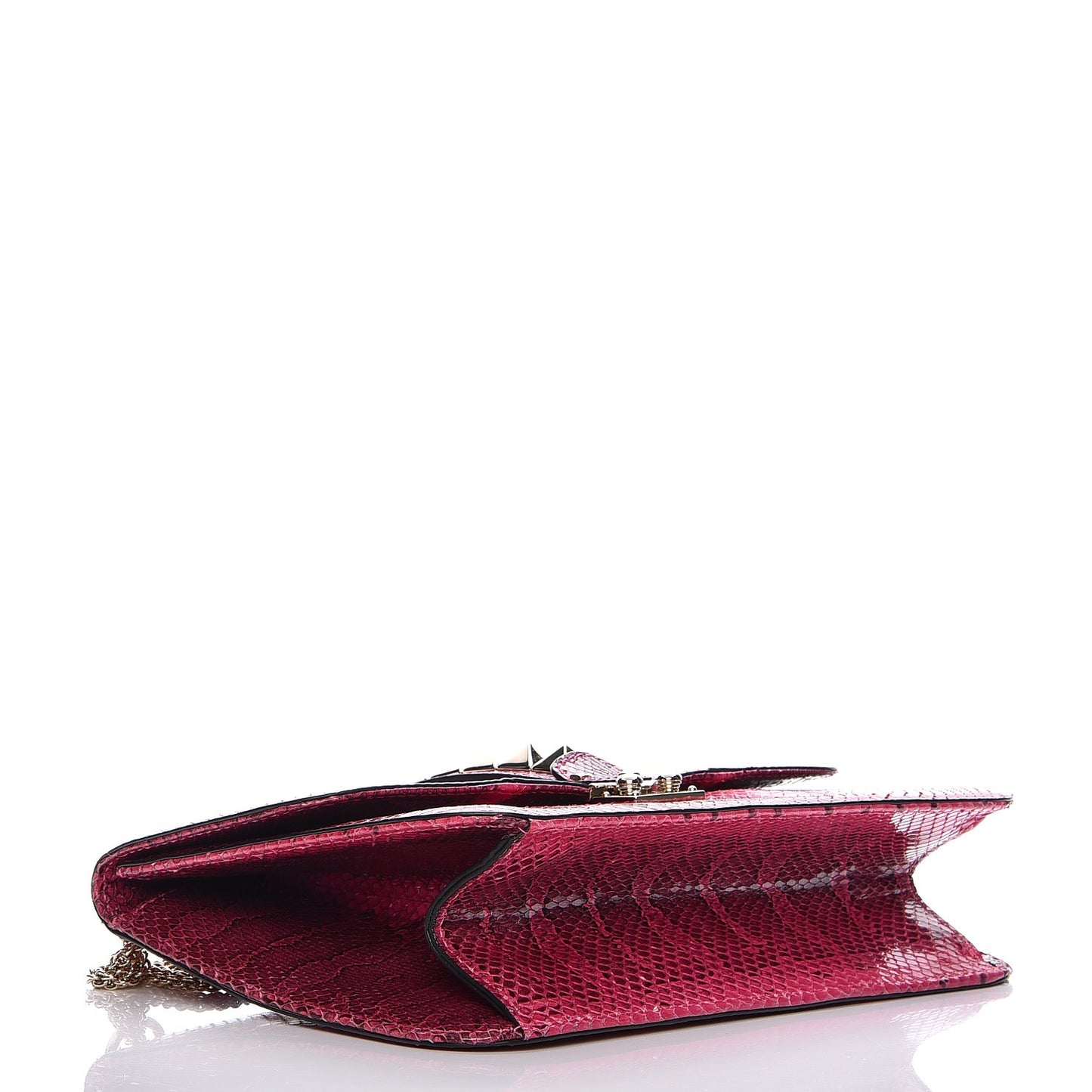 Python Large Glam Lock Rockstud Flap Pop Fuxia