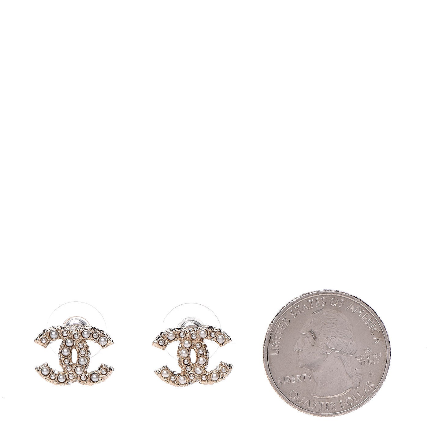 Pearl Crystal CC Earrings Gold