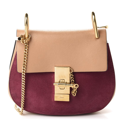 Chloe Suede Smooth Calfskin Lambskin MIni Drew Shoulder Bag Misty Beige 1 of 12