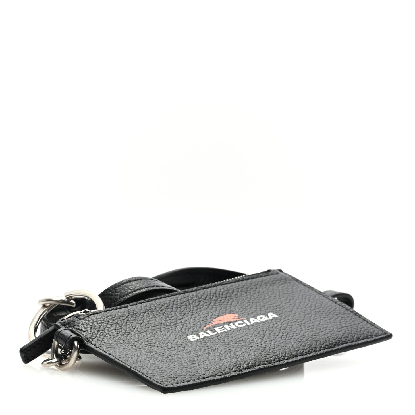 Grained Calfskin Logo Cash Passport Photo ID Zip Holder Black