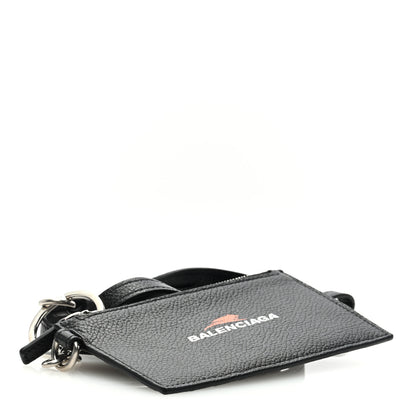 Balenciaga Grained Calfskin Logo Cash Passport Photo ID Zip Holder Black 4 of 6