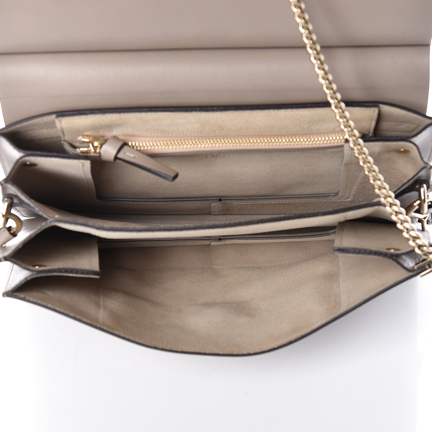Chloe Calfskin Suede Medium Faye Shoulder Bag Motty Grey 5 of 10