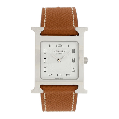 Hermes Stainless Steel Epsom 26mm Heure H Hour Quartz Watch Gold 1 of 5