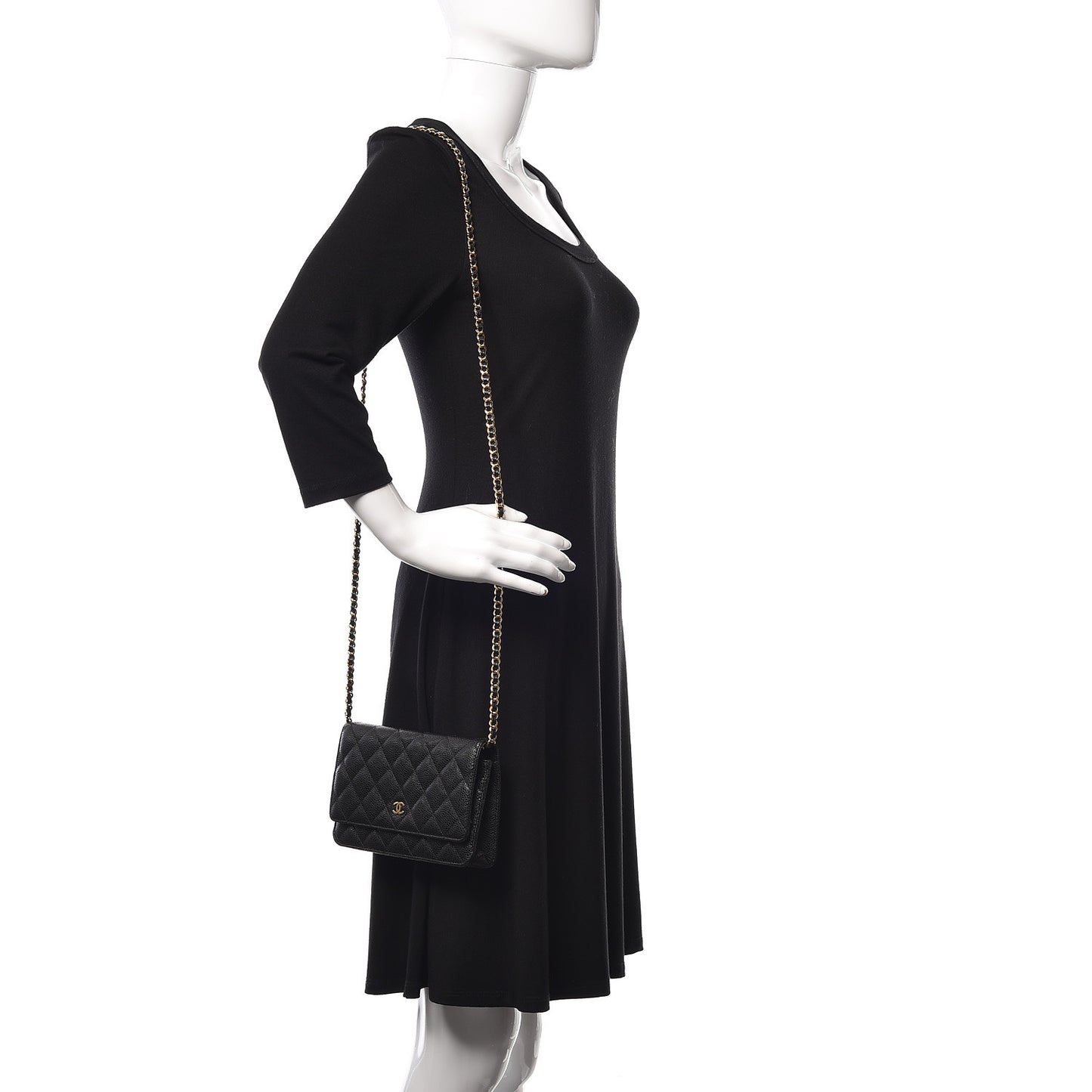 Caviar Quilted Wallet On Chain WOC Black