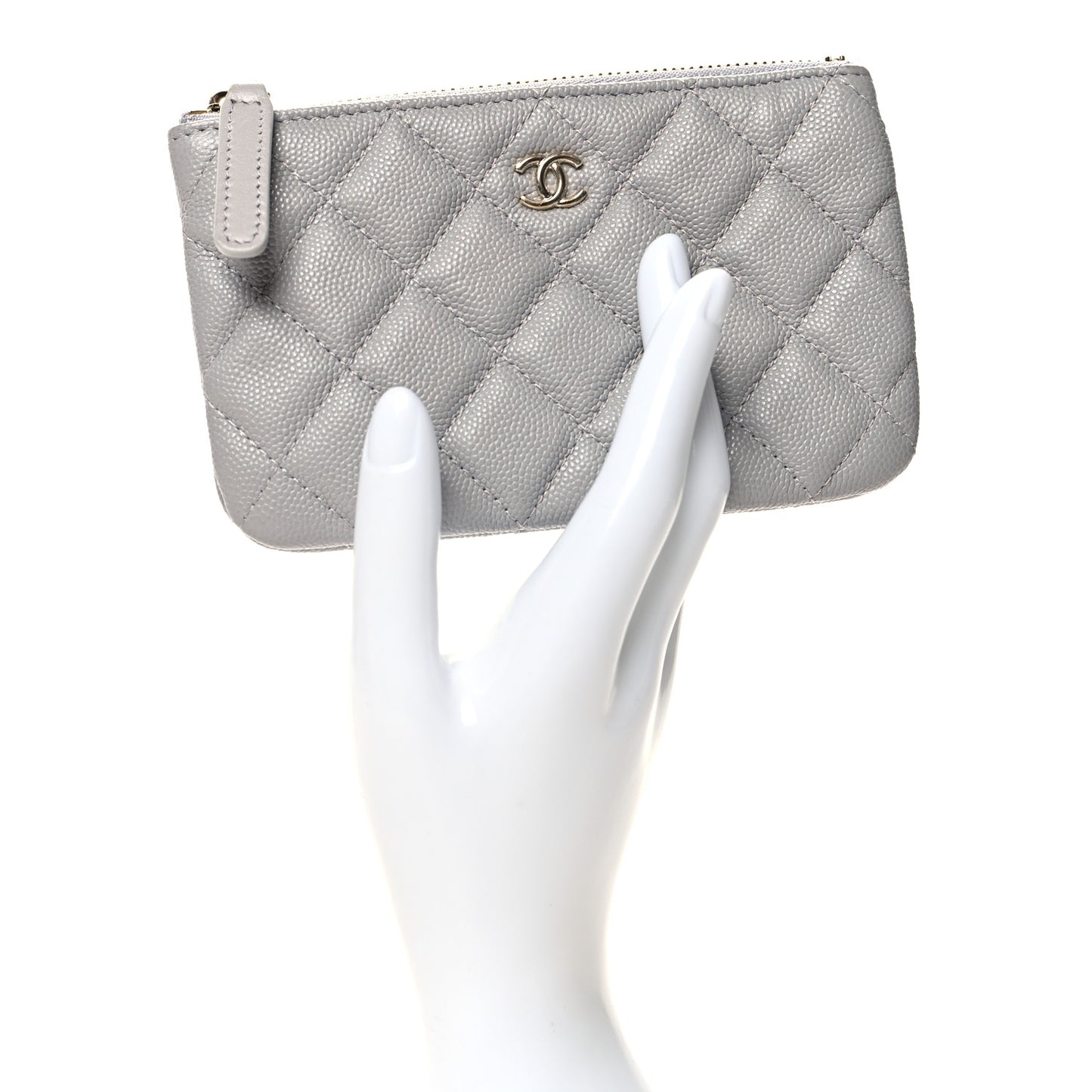Caviar Quilted Small Cosmetic Case Grey