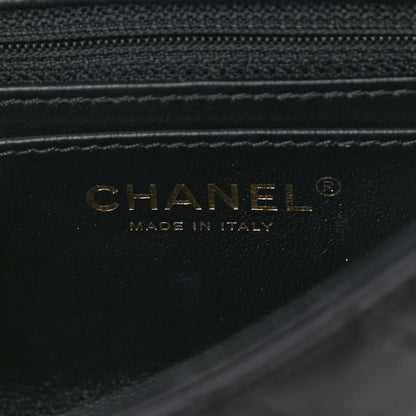 Chanel Lambskin Reverse Chevron Quilted Mini Round Top Handle Flap Black 6 of 9