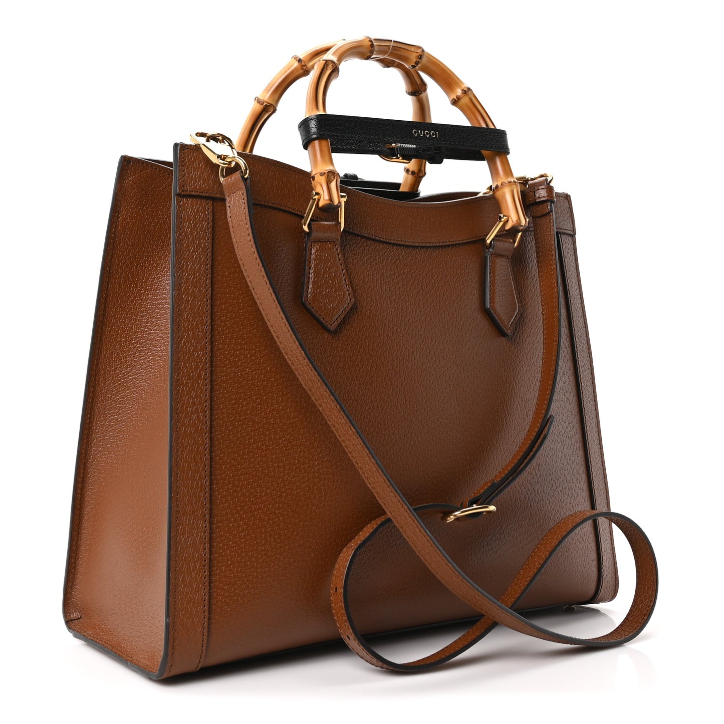 Textured Dollar Calfskin Large Diana Tote Bag Cuir Black