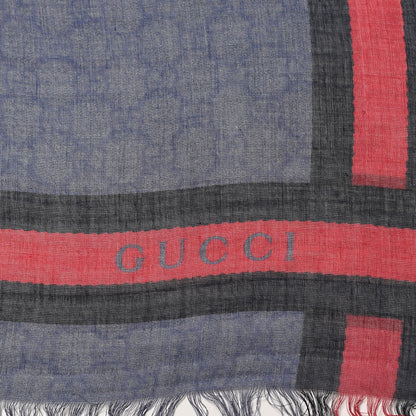 Gucci Modal Silk Monogram Web Scarf Blue 3 of 5