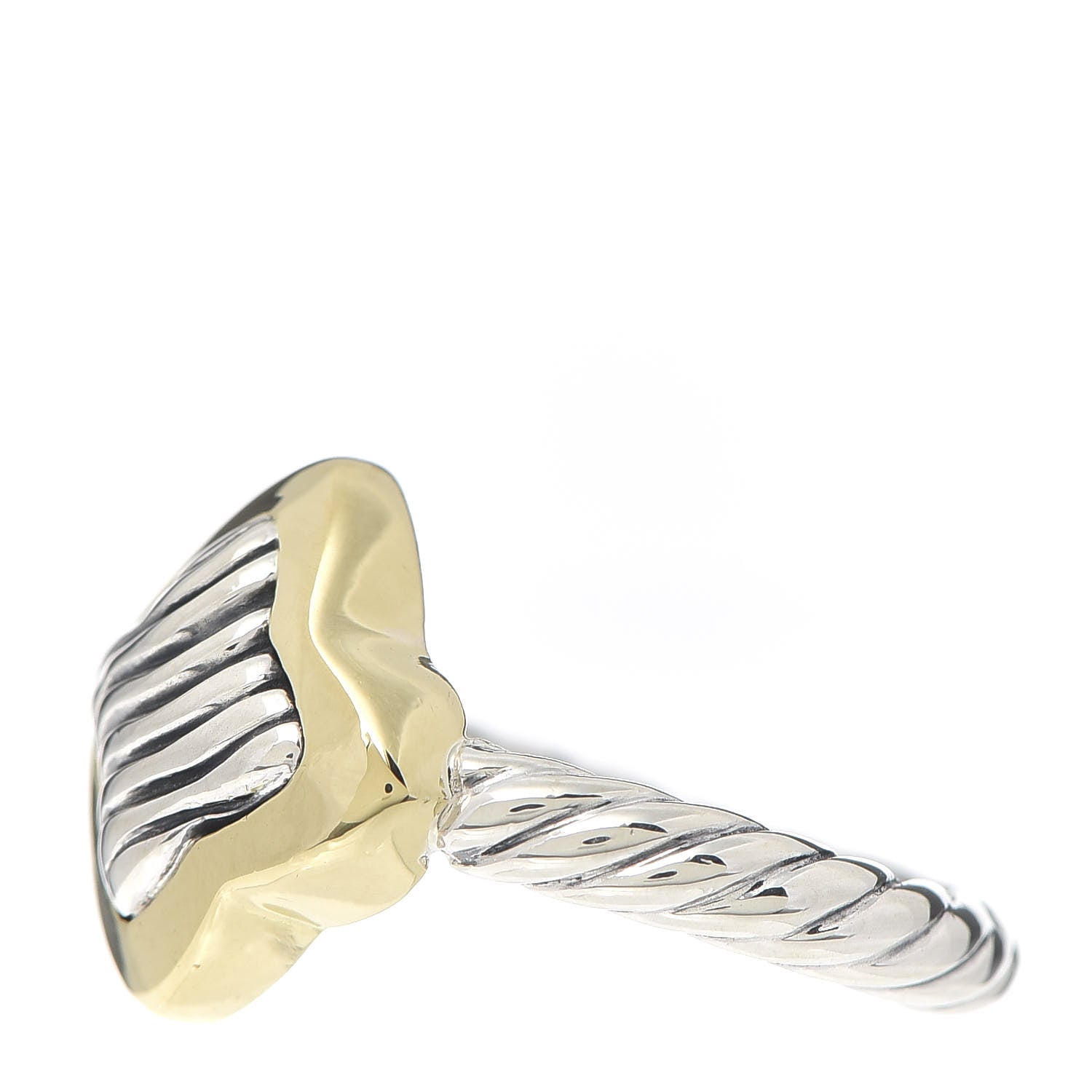 David Yurman Sterling Silver 18K Yellow Gold Quatrefoil Ring 52 6 3 of 6