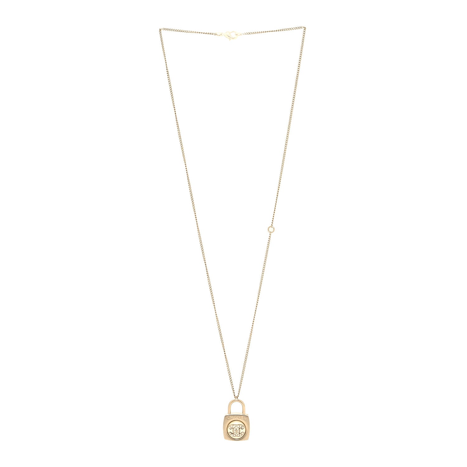 Chanel Crystal Pearl Lock CC Necklace Gold 3 of 5