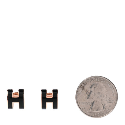 Hermes Rose Gold Lacquered Pop H Earrings Black 2 of 5
