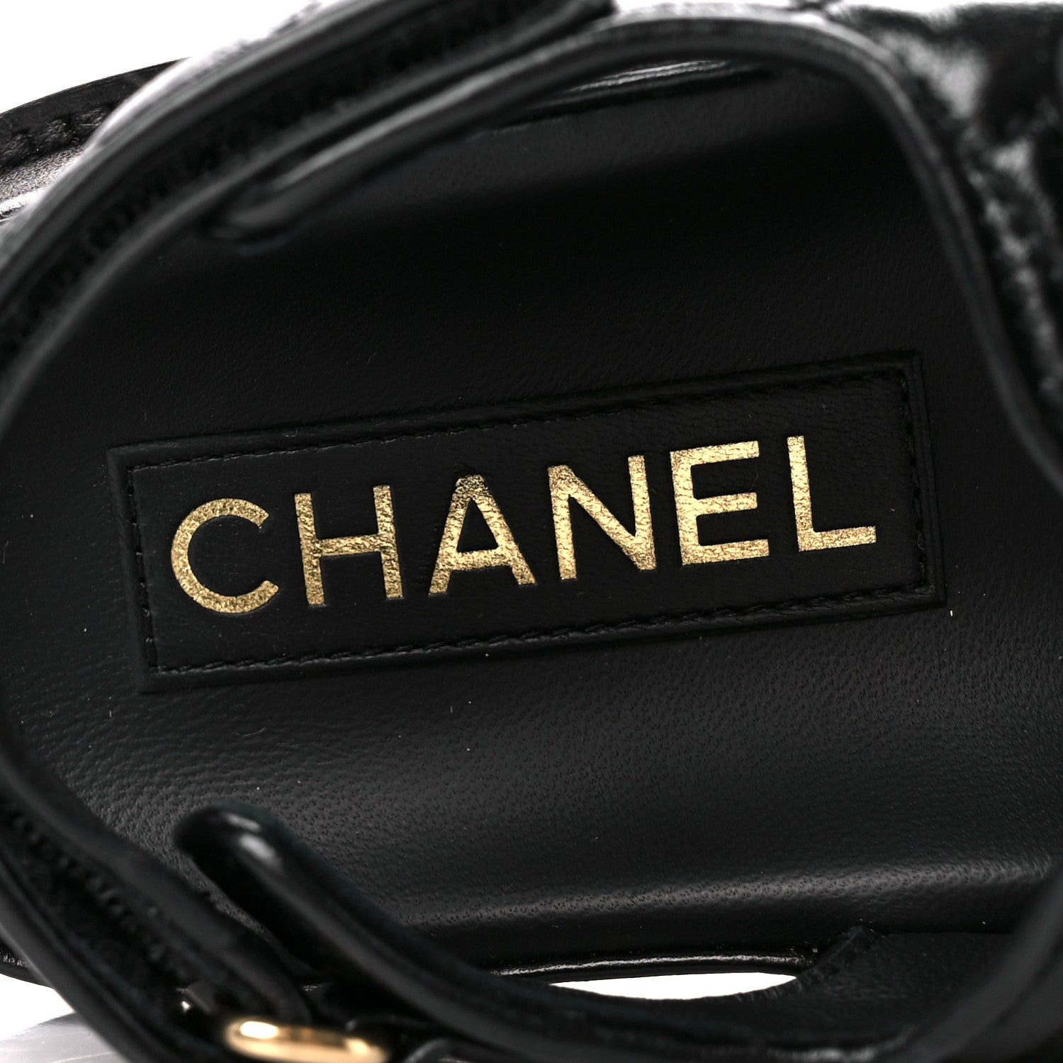 Chanel Lambskin Velcro Dad Sandals 36 Black 7 of 9