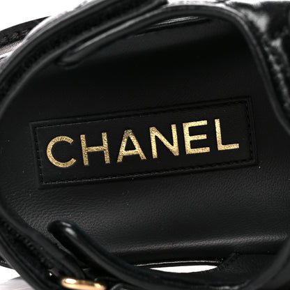 Chanel Lambskin Velcro Dad Sandals 36 Black 7 of 9