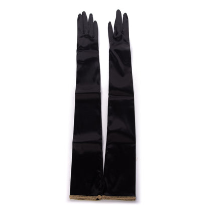 Gucci Satin Stretch Anika Gloves S Black 1 of 5