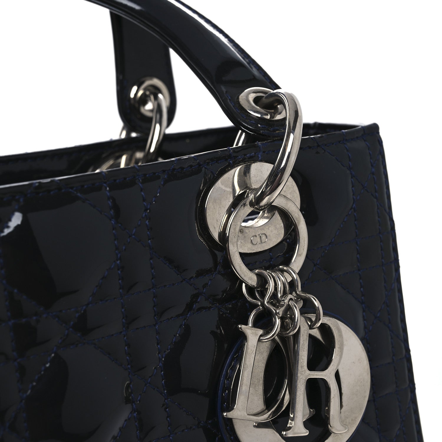Christian Dior Patent Cannage Medium Lady Dior Navy Blue 11 of 13