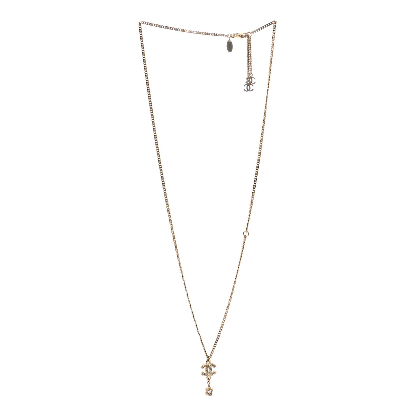 Crystal CC Pendant Necklace Gold