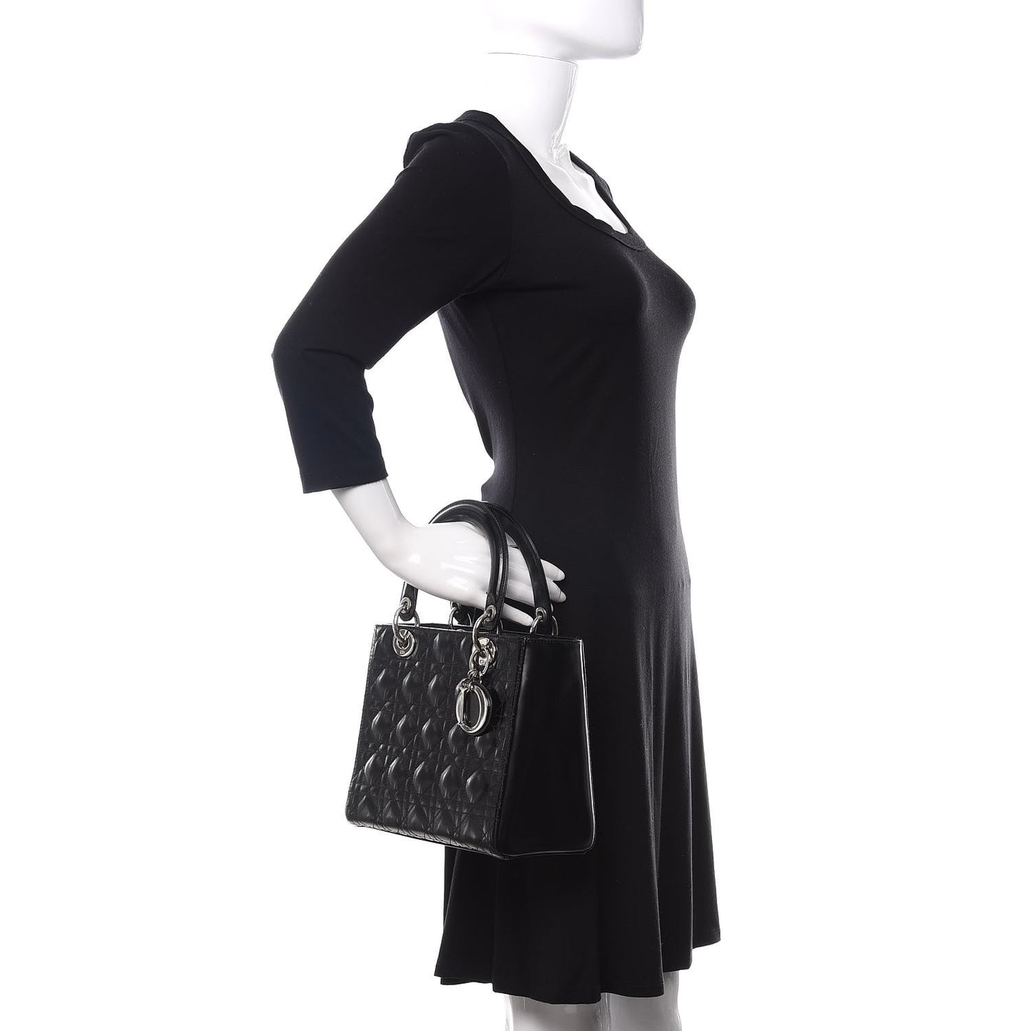 Lambskin Cannage Medium Lady Dior Black