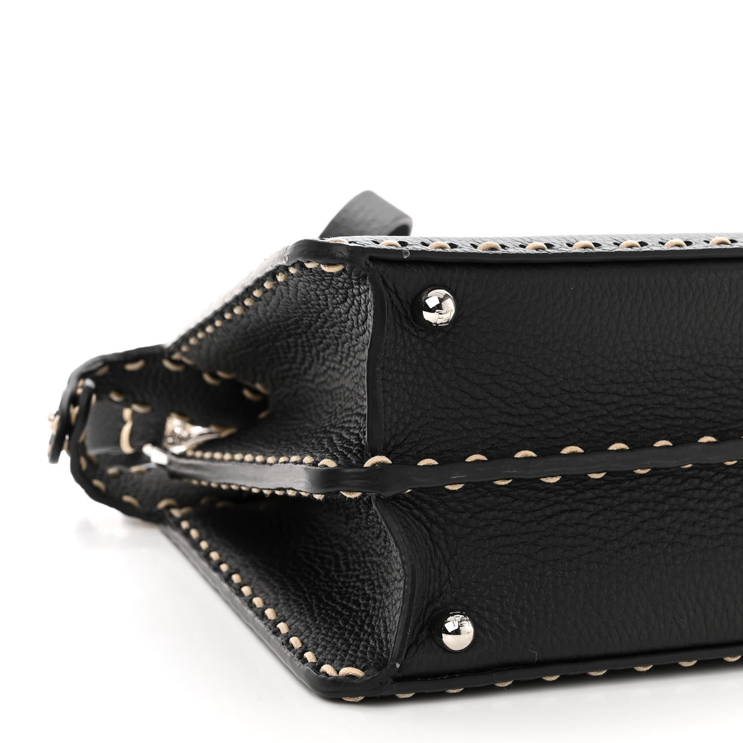 Fendi Vitello Granato Camoscio Elaphe Python Print Macro Stitchings Small Peekaboo I SEE U Satchel Black Roccia 9 of 10