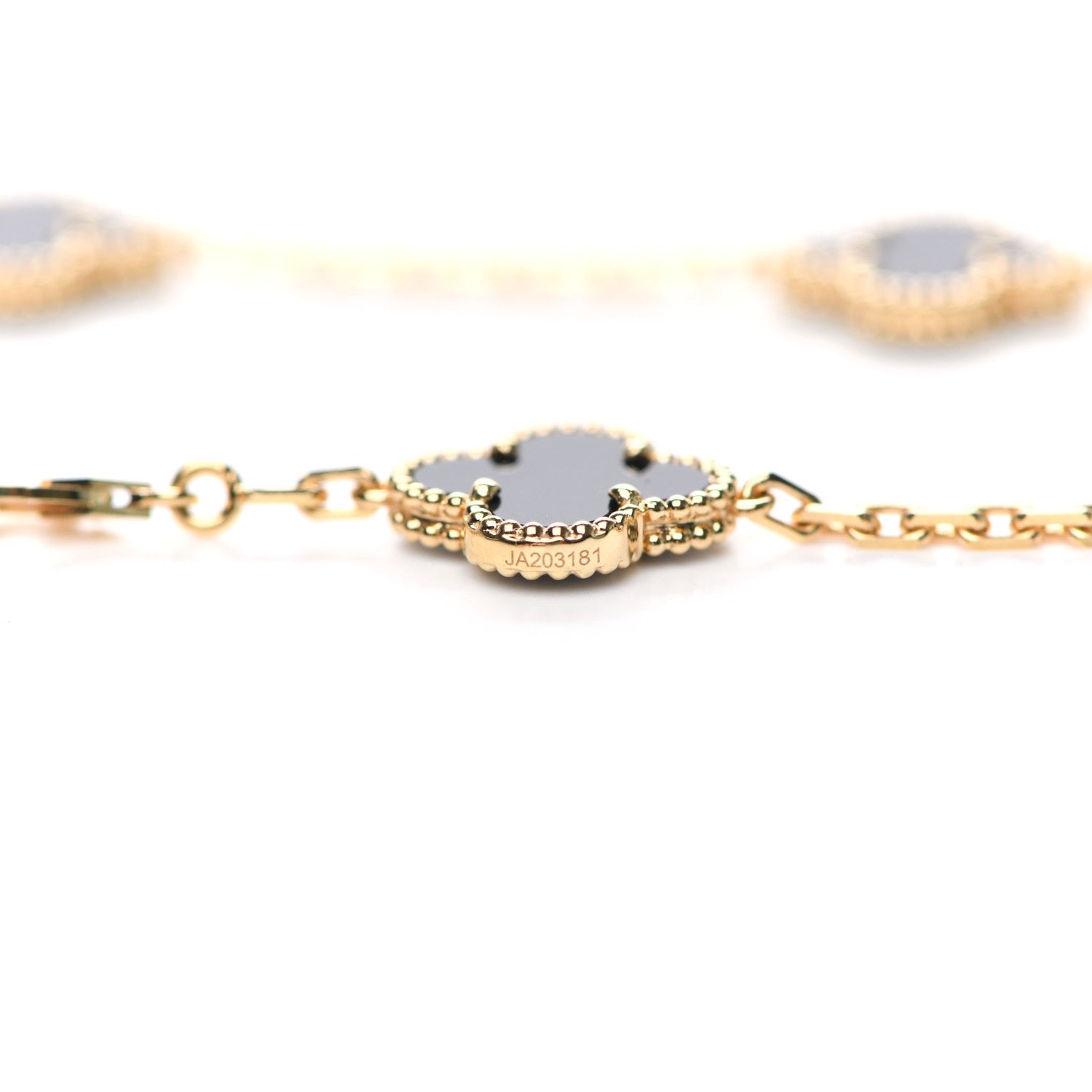 Van Cleef & Arpels 18K Yellow Gold Black Onyx 10 Motifs Vintage Alhambra Necklace 5 of 8
