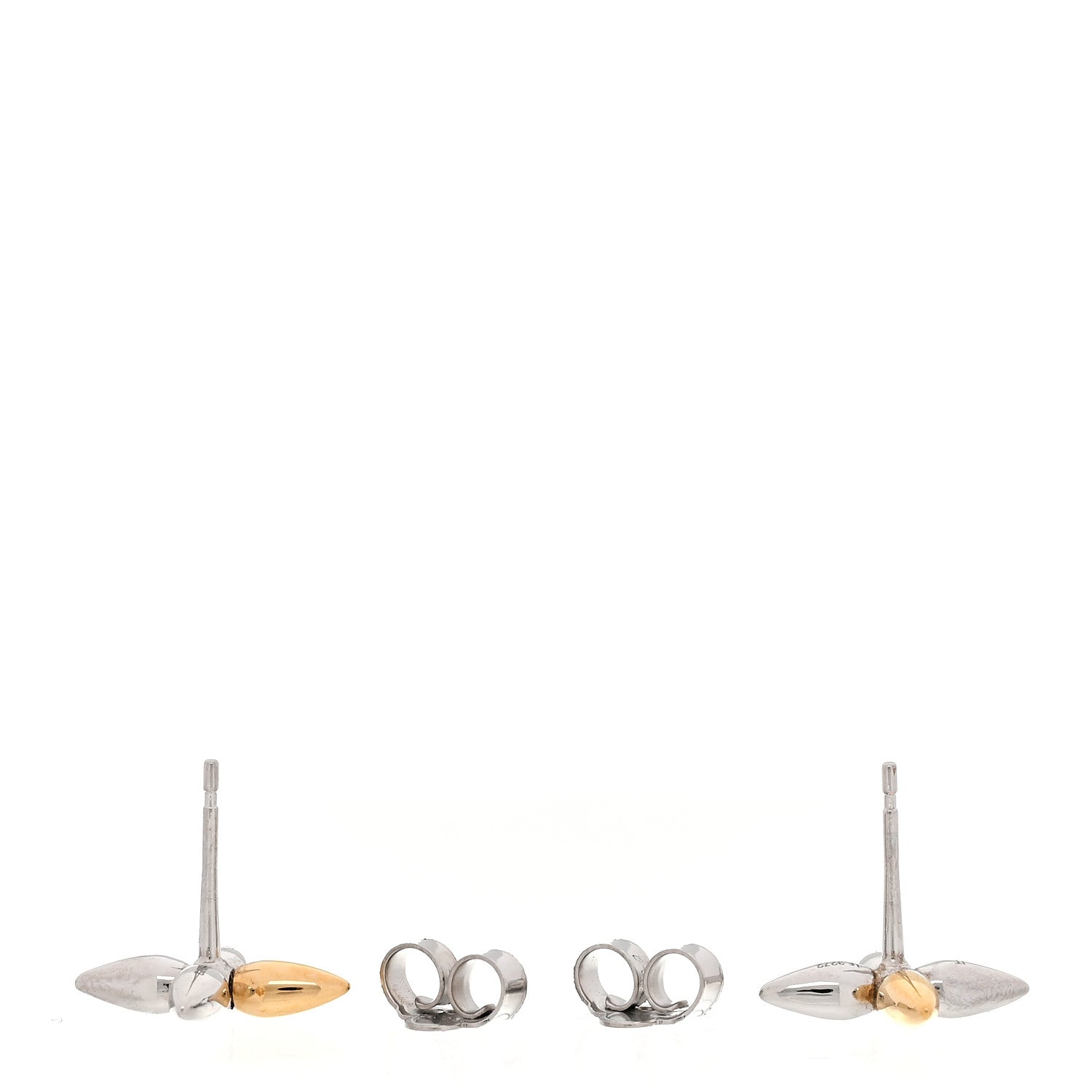 Louis Vuitton Metal Louisette Earrings Silver Gold 3 of 5