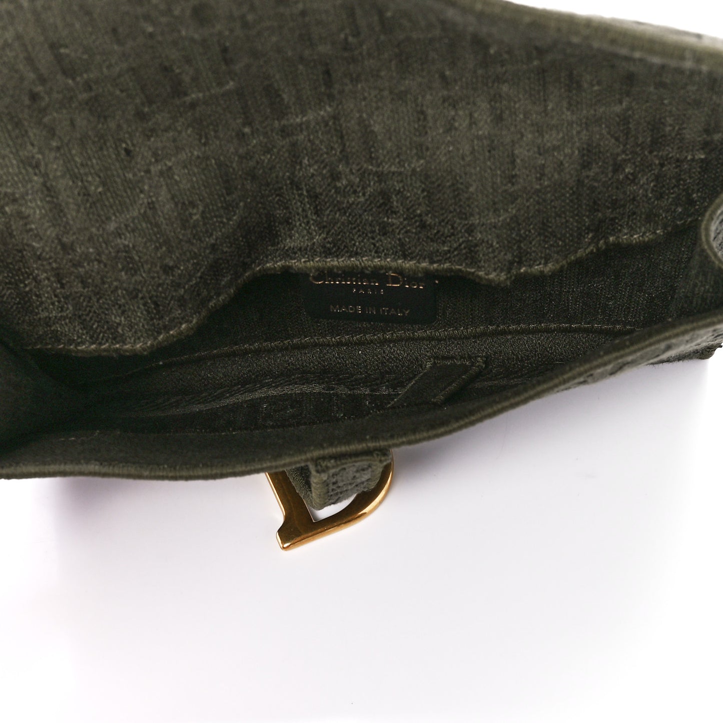 Oblique Embroidered Slim Saddle Pouch Green