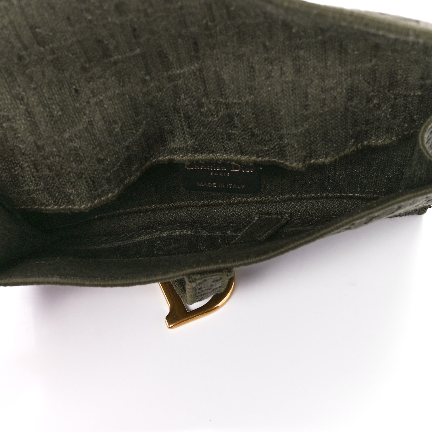 Christian Dior Oblique Embroidered Slim Saddle Pouch Green 5 of 11