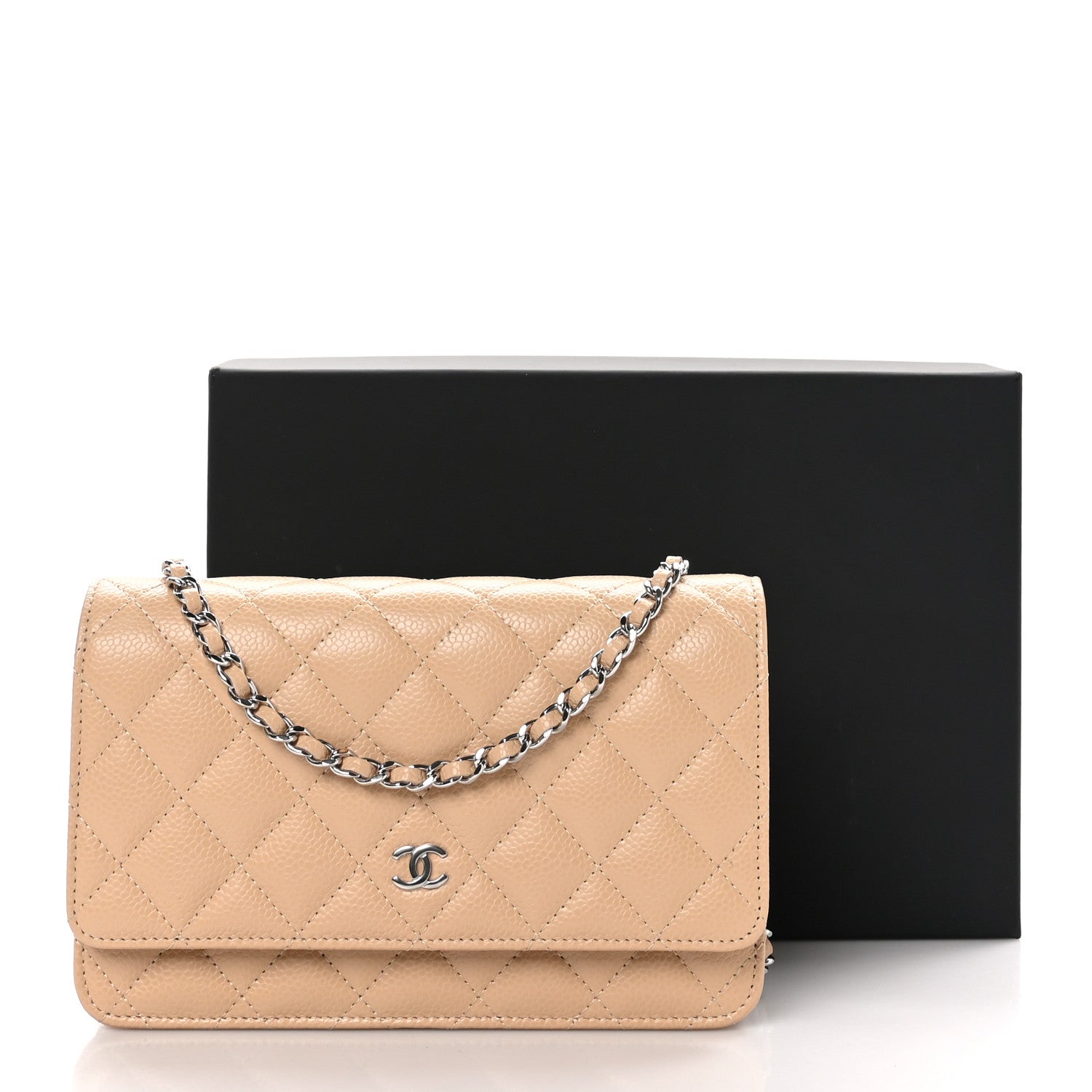 Chanel Caviar Quilted Wallet On Chain WOC Beige 11 of 11