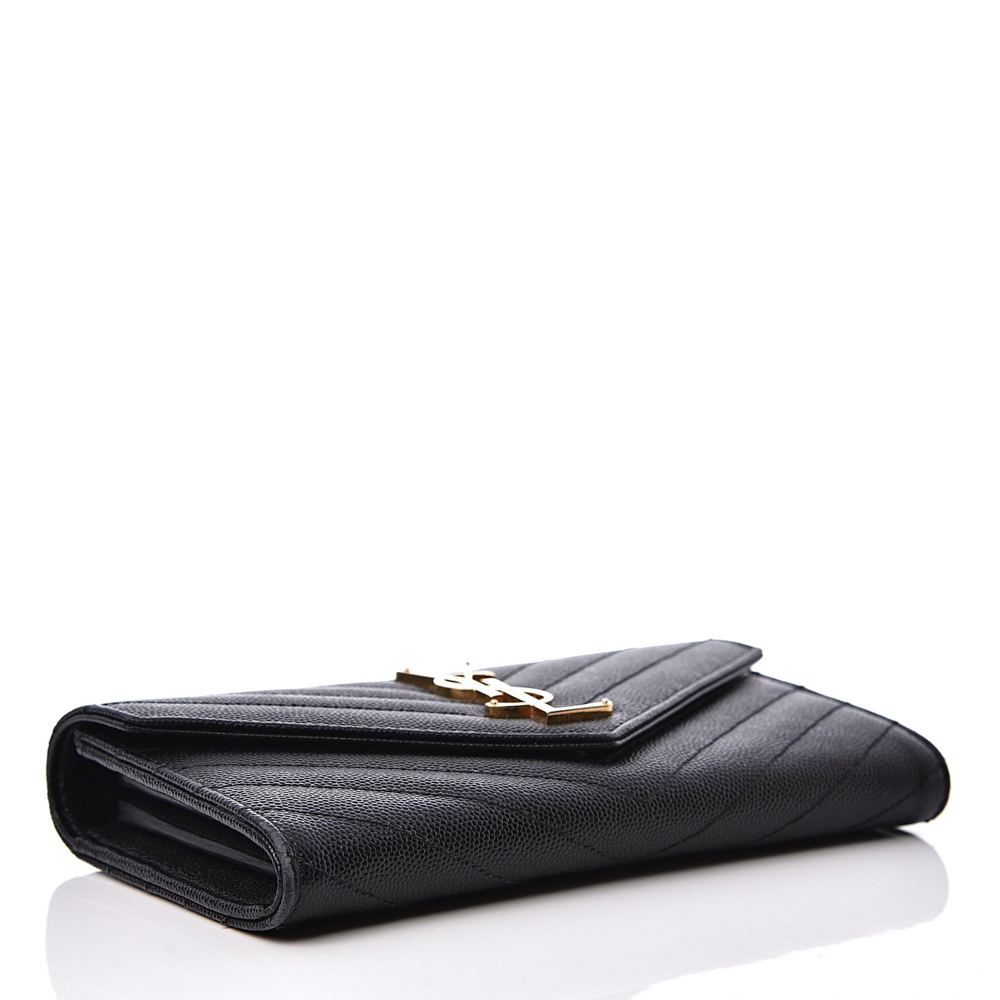 Grain De Poudre Matelasse Chevron Monogram Flap Wallet Black