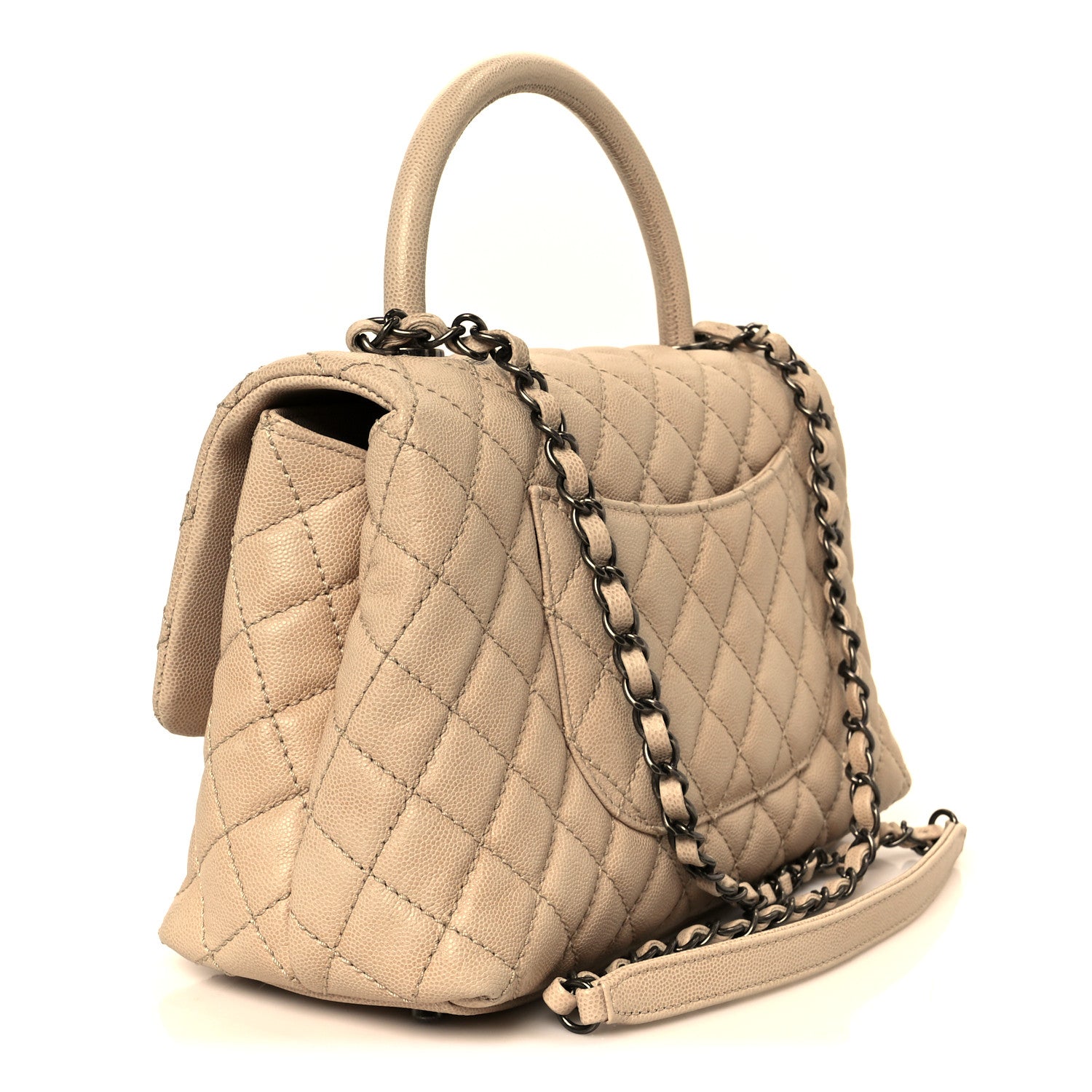 Chanel Caviar Quilted Small Coco Handle Flap Light Beige 3 of 12