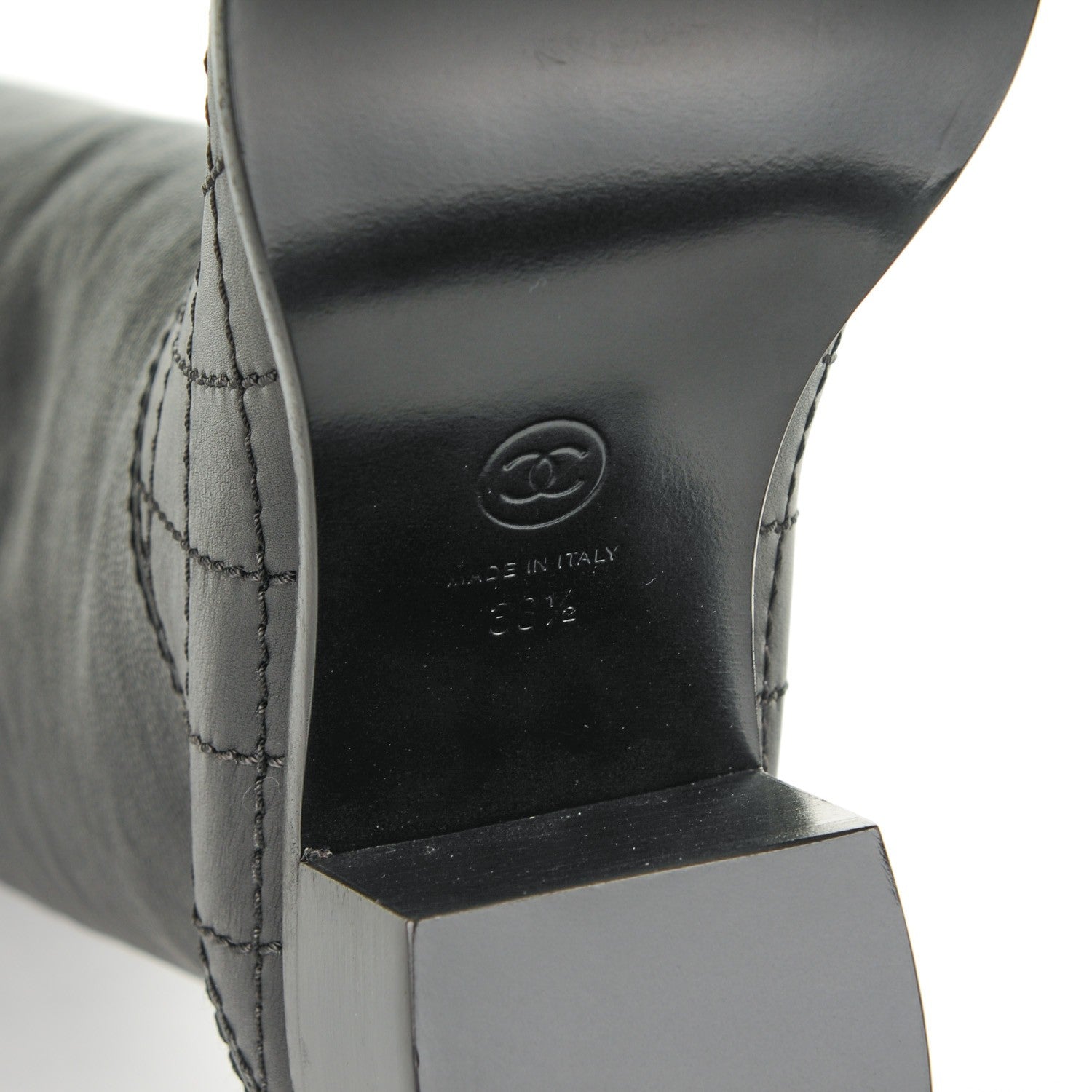 Chanel Calfskin Quilted Riding Boots 38.5 Black 7 of 8