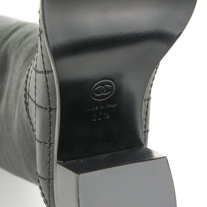 Chanel Calfskin Quilted Riding Boots 38.5 Black 7 of 8