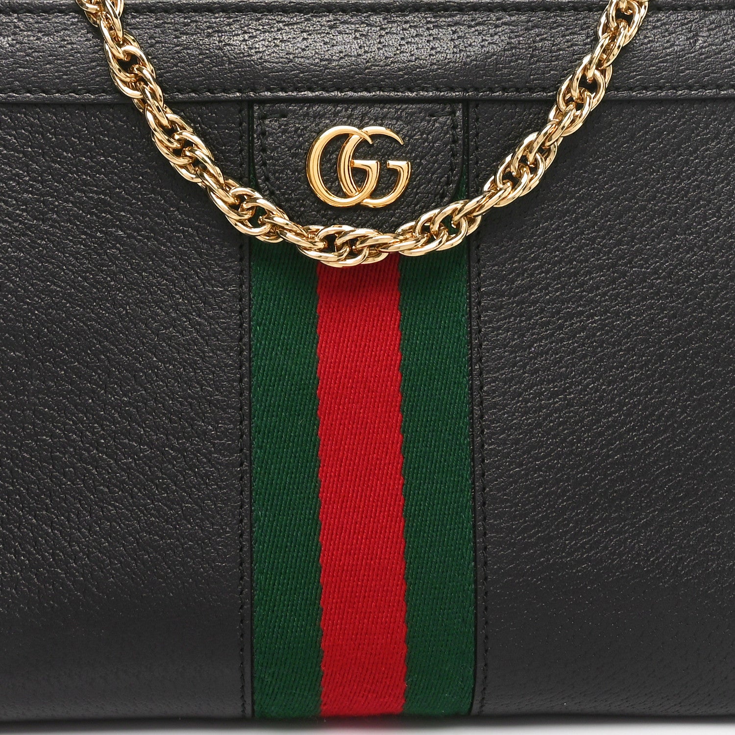 Gucci Calfskin GG Web Small Ophidia Chain Shoulder Bag Black 8 of 10