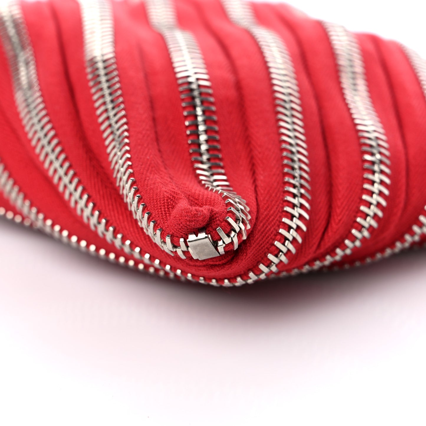 Metal Nylon Zipper Clutch Red