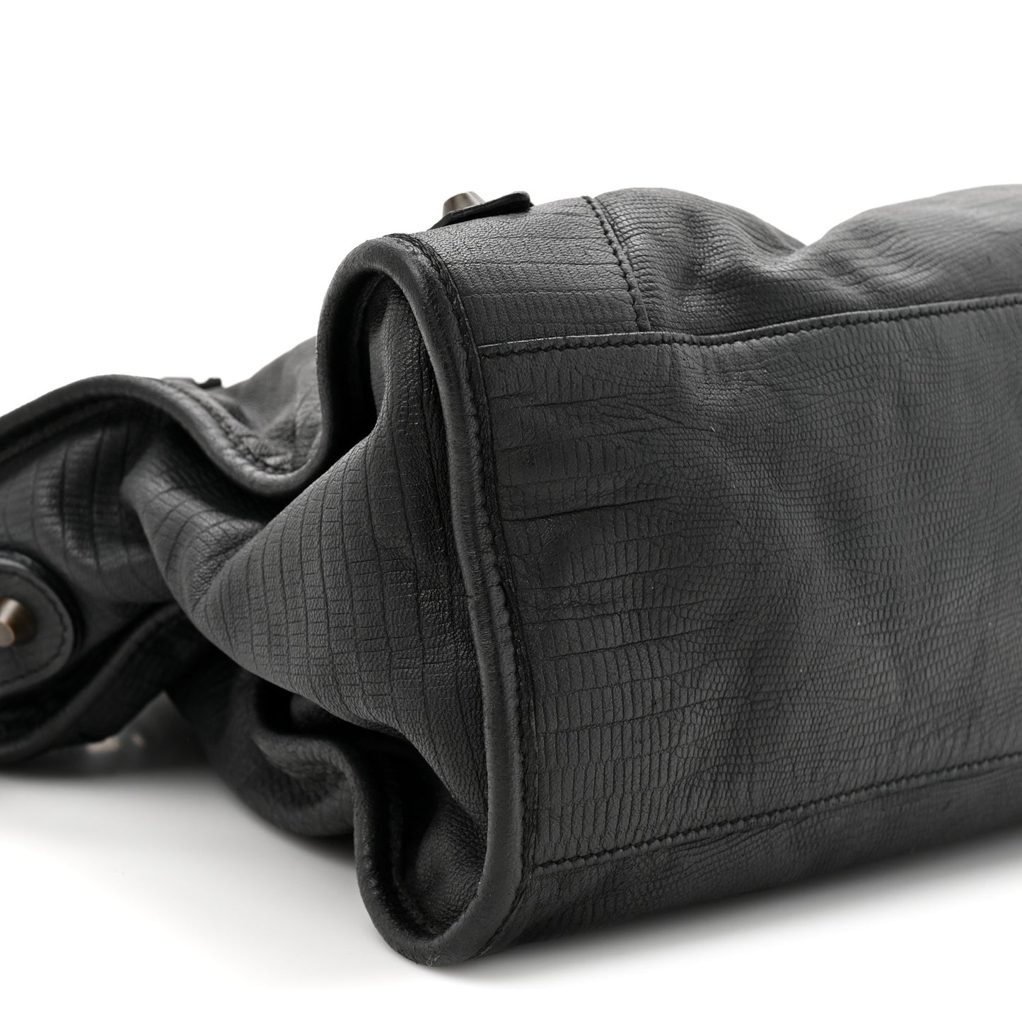 Calfskin Lizard Embossed Classic Hardware City Black