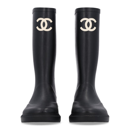 Chanel Caoutchouk CC High Boots 39 Black 3 of 11