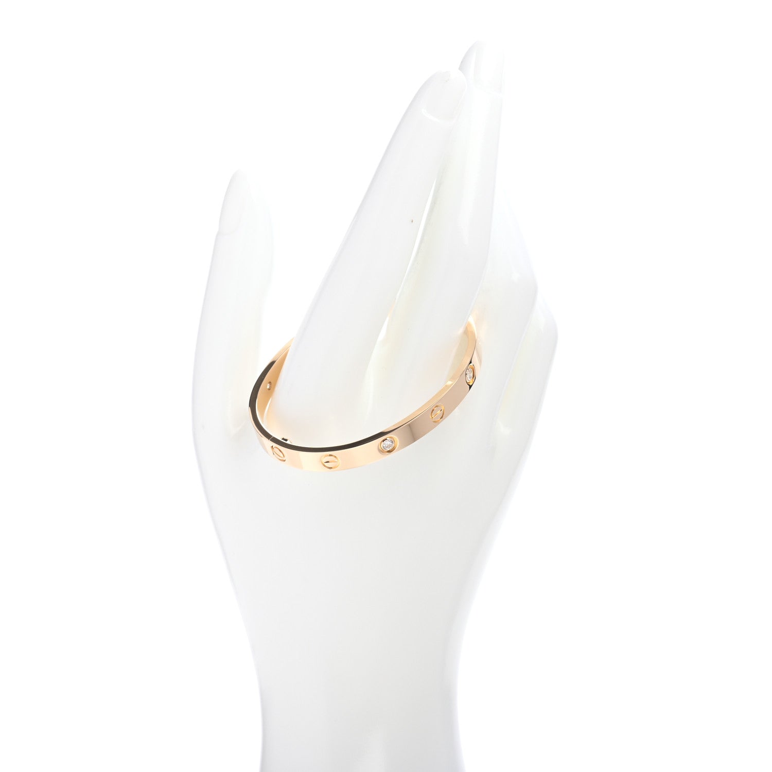 Cartier 18K Yellow Gold 4 Diamond LOVE Bracelet 16 2 of 5
