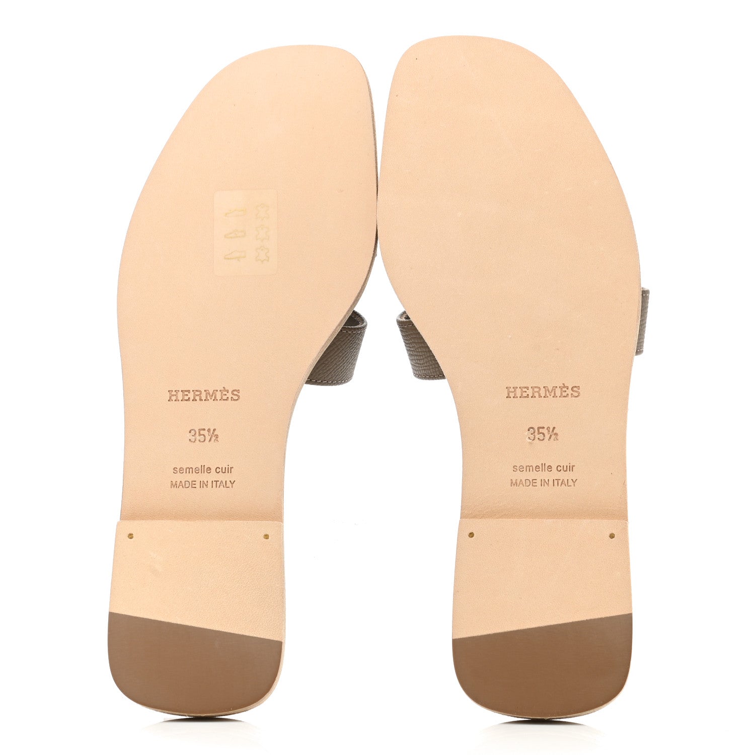 Hermes Epsom Oran Sandals 35.5 Etoupe 5 of 9