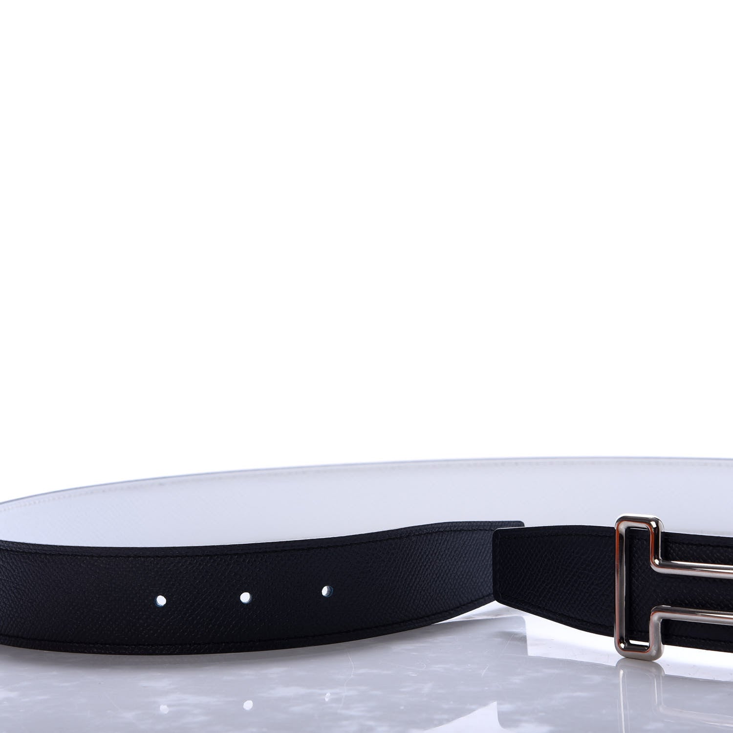Hermes Epsom Tonight Belt 95 Bleu Obscur White 4 of 5